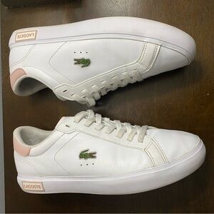 Lacoste White Sneakers with Pink Details